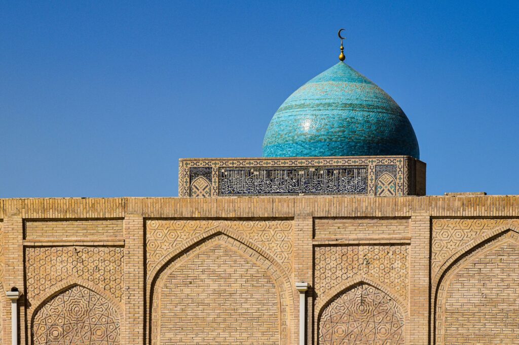 A stunning view of a traditional Uzbek dome in Bukhara, showcasing Islamic architectural beauty.