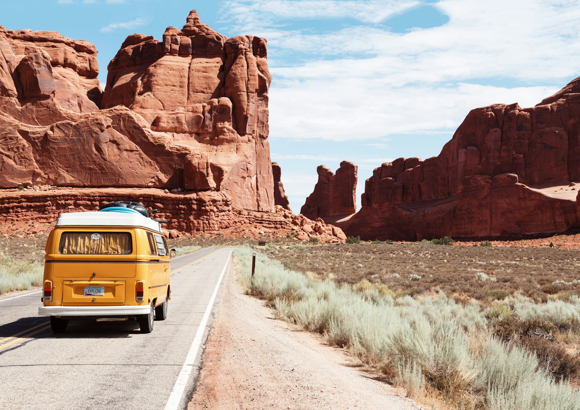 Open road through mountain landscape